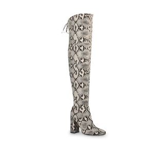 Unisa thigh high white snake skin boots